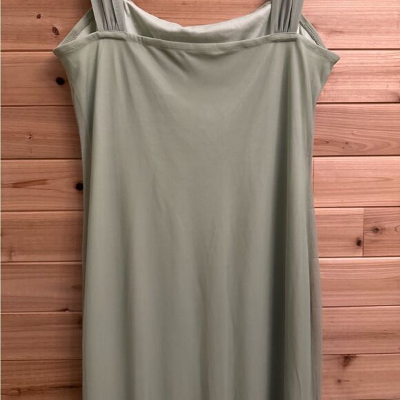 NWT Cider Size XXLarge Sage Green Square Neck Floral Mesh Overlay Maxi Dress - Picture 11 of 13